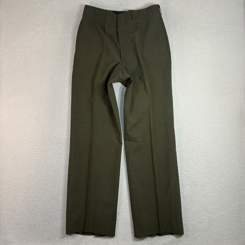Vintage Watauga Apparel Military Trousers Men 32x31 Green Wool Dress Pants 80s
